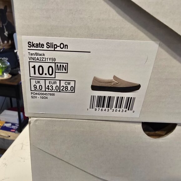 Vans Skate Slip-On Sneakers Shoes Tan/Black VN0A2Z31Y59 Men's US SIZE 10 NEW - Picture 10 of 14